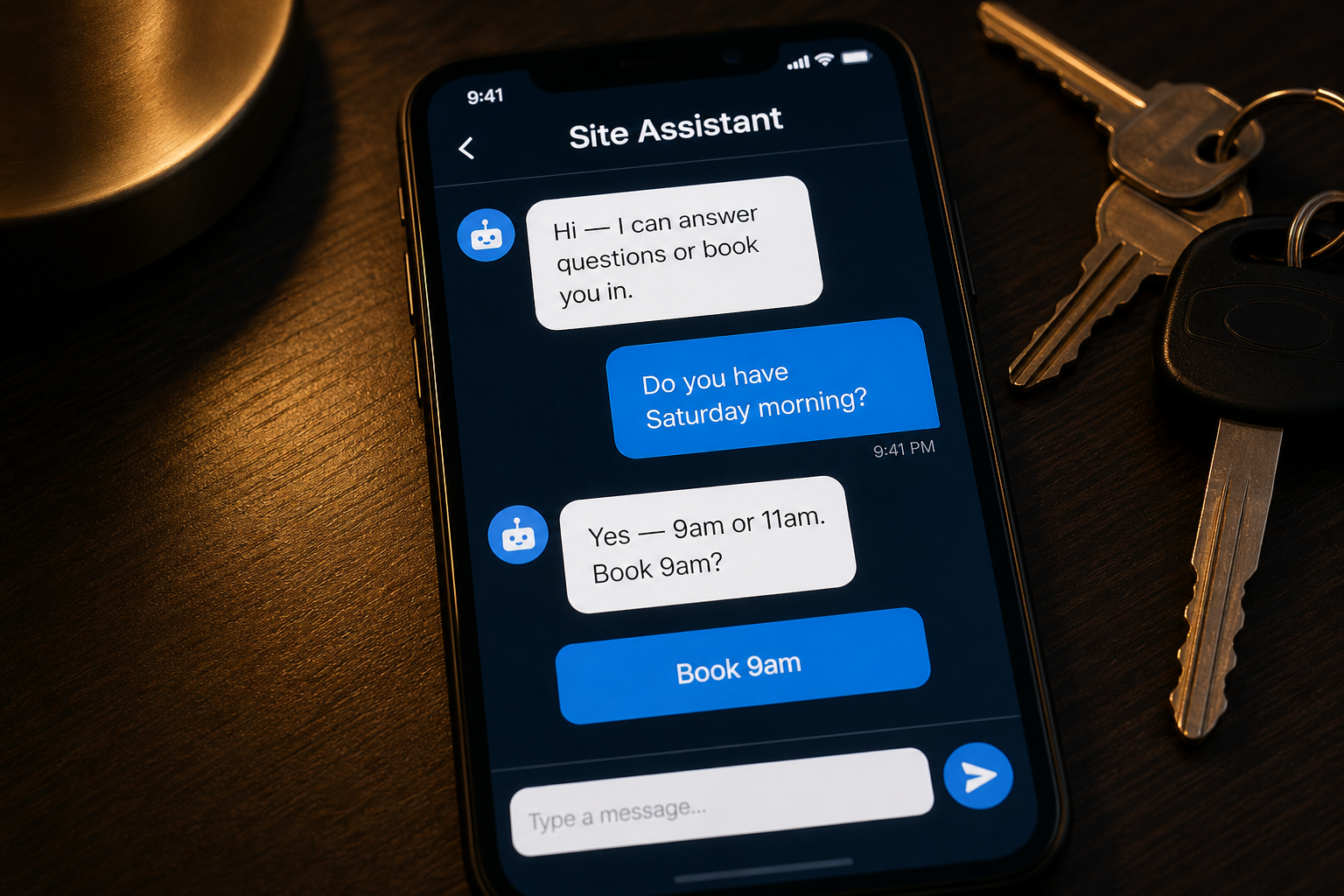 Phone chatbot offering Saturday morning booking times